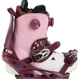 Burton Women's Lexa X Snowboard Binding 2024 - A pink snowboard binding with a black strap and silver buckles.
