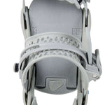 Burton Women's Lexa X Snowboard Binding 2024 - A light gray snowboard binding with a textured strap and a small black plastic piece on top.