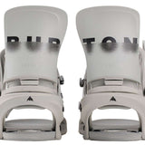 Burton Women's Lexa X Snowboard Binding 2024 - A pair of white snowboard bindings with a black logo on top and gray straps.