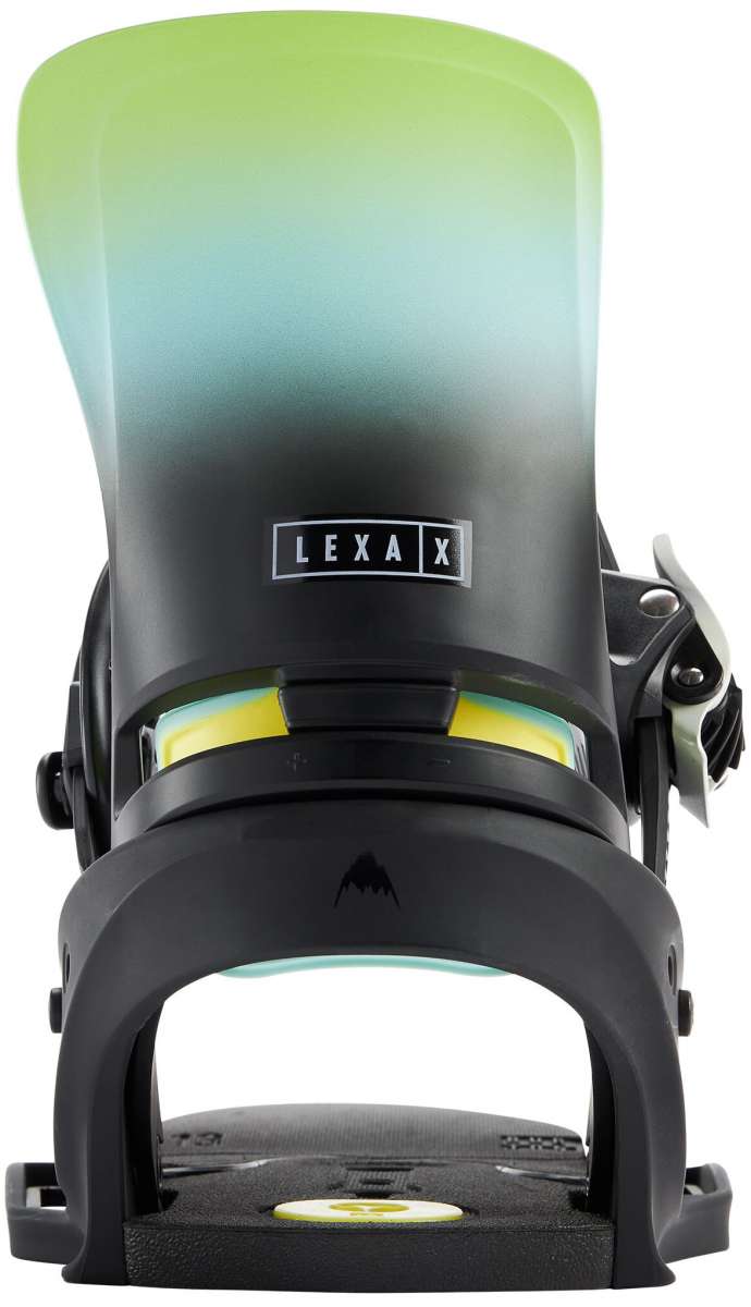 Burton Women's Lexa X EST Snowboard Bindings - A black snowboard binding with a yellow strap and buckle.