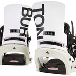 Burton Women's Lexa X EST Snowboard Bindings 2022 - White bindings with black straps and buckles.