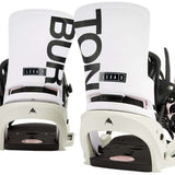 Burton Women's Lexa X EST Snowboard Bindings 2022 - White bindings with black straps and buckles.