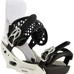 Burton Women's Lexa X EST Snowboard Bindings - Black bindings with silver buckles and straps on a white background.
