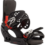 Burton Women's Lexa X EST Snowboard Bindings 2022 - Black bindings with silver buckles and red straps.