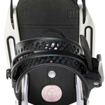 Burton Women's Lexa X EST Snowboard Bindings 2022 - Black bindings with silver buckles and straps on a white background.