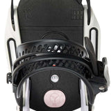 Burton Women's Lexa X EST Snowboard Bindings 2022 - Black bindings with silver buckles and straps on a white background.