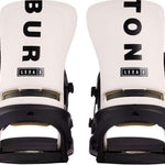 Burton Women's Lexa X Snowboard Binding 2023 - A white snowboard binding with black lettering and a rectangular logo on top, featuring the word "LEXA" in bold letters.