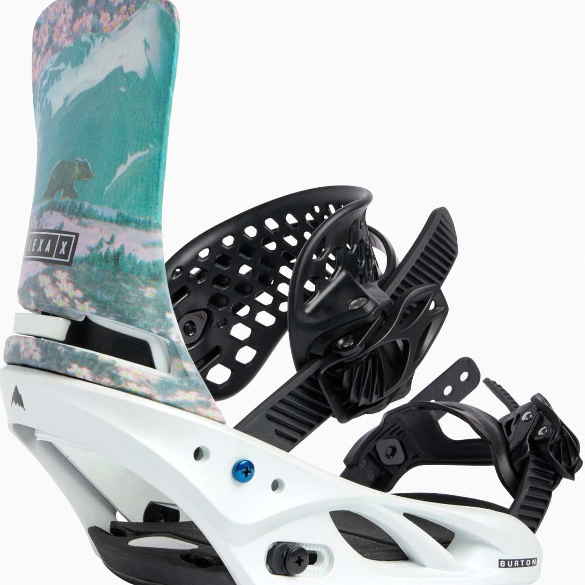 Burton Women's Lexa X Snowboard Binding 2023 - A women's-specific binding with a sleek, black design and silver buckles.