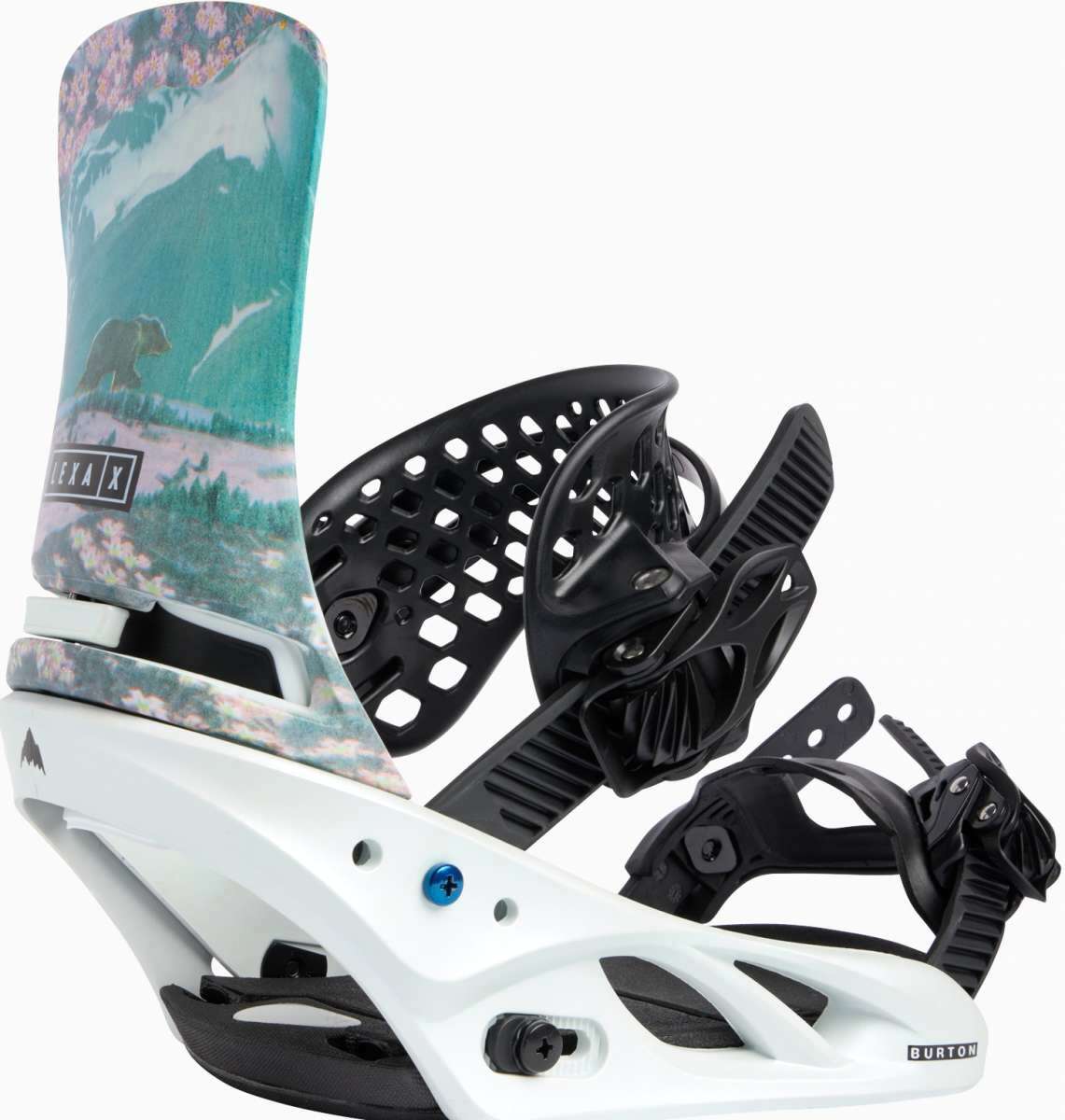 Burton Women's Lexa X Snowboard Binding 2023 - A women's-specific binding with a sleek, black design and silver buckles.