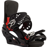Burton Women's Lexa X Snowboard Bindings 2022 - Black bindings with silver buckles and red accents on straps.
