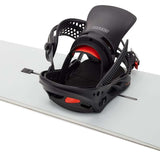 Burton Women's Lexa X Snowboard Bindings 2022 - Black bindings with silver buckles and straps on a white background.
