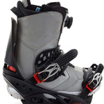 Burton Women's Lexa X Snowboard Bindings 2022 - A pair of women's snowboard bindings with a sleek black design and silver buckles.