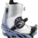 Burton Women's Lexa X Snowboard Bindings 2022 - A pair of white snowboard bindings with black buckles and straps.