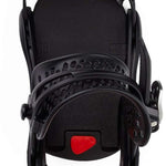 Burton Women's Lexa X Snowboard Bindings 2022 - Black bindings with red accents and a black strap on top.
