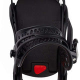 Burton Women's Lexa X Snowboard Bindings 2022 - Black bindings with red accents and a black strap on top.