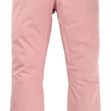 Burton Women's Marcy High Rise Stretch Pants 2024 - Light pink pants with a black waistband and zippered pockets.