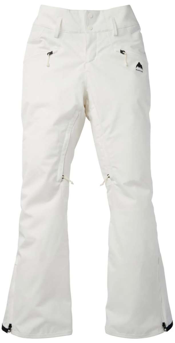 Burton Women's Marcy High Rise Stretch Pants 2024 - White snow pants with a high rise waist and stretch material, featuring black accents on the pockets.