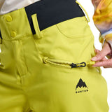 Burton Women's Marcy High Rise Stretch Pants 2024 - A pair of high-rise snow pants with a black waistband and belt loops, featuring a zippered pocket on the back.