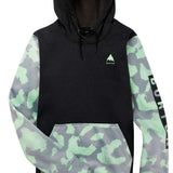 Burton Women's Oak Pullover Hoodie 2023 - A black hoodie with a small white logo featuring three mountain peaks and the word "BURTON" in white below it.