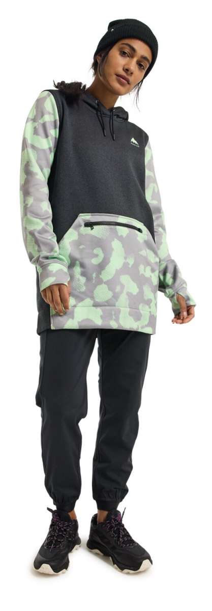 Burton Women's Oak Pullover Hoodie - A light blue hoodie with a white logo on the left chest and a drawstring hood.