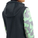 Burton Women's Oak Pullover Hoodie - A black hoodie with a white and green floral pattern on the sleeves.