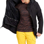 Burton Women's Pillowline GORE-TEX Insulated Jacket 2024 - A black jacket with a subtle pattern of thin, darker lines and a zippered chest pocket.