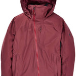 Burton Women's Pillowline GORE-TEX Insulated Jacket 2024 - A burgundy jacket with a hood, featuring a zipper down the front and two zippered pockets on either side.