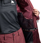 Burton Women's Pillowline GORE-TEX Insulated Jacket 2024 - A black jacket with a white logo on the left chest and a zipper closure.