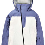 Burton Women's Pillowline GORE-TEX Insulated Jacket 2024 - A blue and white jacket with a hood, featuring a zipper down the front.