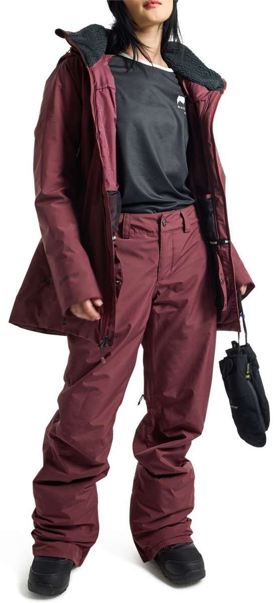 Burton Women's Pillowline GORE-TEX Insulated Jacket - A black jacket with a white logo on the left chest and a hood, featuring a zipper closure.