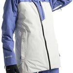 Burton Women's Pillowline GORE-TEX Insulated Jacket 2024 - A blue and white jacket with a hood, featuring a zipper down the front.