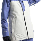 Burton Women's Pillowline GORE-TEX Insulated Jacket 2024 - A blue and white jacket with a hood, featuring a zipper down the front.