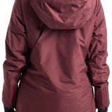 Burton Women's Pillowline GORE-TEX Insulated Jacket 2024 - A burgundy jacket with a high collar and zippered pockets on both sides.