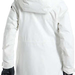 Burton Women's Prowess 2.0 2L Jacket 2024 - A white jacket with a hood and black logos on both sleeves.
