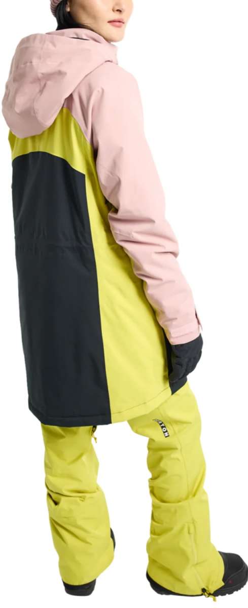 Burton Women's Prowess 2.0 2L Jacket 2024 - A black and pink jacket with a hood, featuring a zippered chest pocket on the left side.