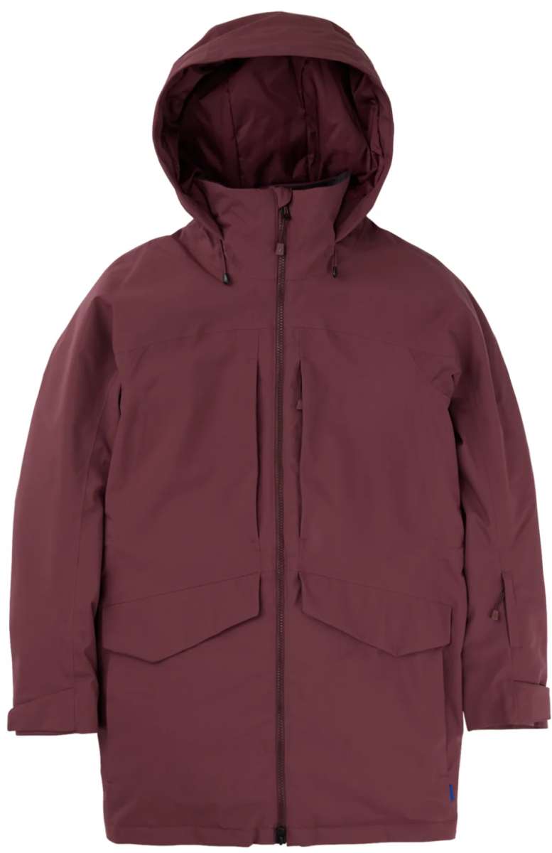 Burton Women's Prowess 2.0 2L Jacket 2024 - A dark-colored, long-sleeved jacket with a hood and multiple pockets.