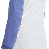 Burton Women's Prowess 2.0 2L Jacket 2024 - A blue and white jacket with a hood, featuring a mountain graphic on the left sleeve.