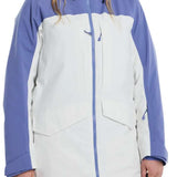Burton Women's Prowess 2.0 2L Jacket 2024 - A white and blue jacket with a hood, featuring two zippered pockets on the front.