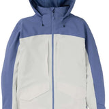 Burton Women's Prowess 2.0 2L Jacket 2024 - A blue and white jacket with a hood, featuring two zippered pockets on the front.