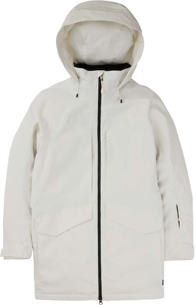 Burton Women's Prowess 2.0 2L Jacket 2024 - A white jacket with a black zipper and two zippered pockets on the front.