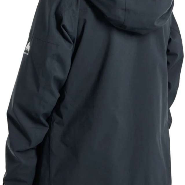 Burton Women's Pyne 2L Shell Jacket 2024 - A black jacket with a blue patterned hood lining and white logo on the left sleeve.
