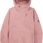 Burton Women's Pyne 2L Shell Jacket 2024 - A dusty rose-colored jacket with a hood, featuring two zippered pockets on the front and a small logo on the left sleeve.