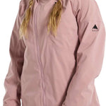 Burton Women's Pyne 2L Shell Jacket 2024 - A dusty rose-colored jacket with a hood and zippered pockets.