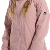 Burton Women's Pyne 2L Shell Jacket 2024 - A dusty rose-colored jacket with a hood and zippered pockets.