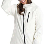 Burton Women's Pyne 2L Shell Jacket 2024 - A white jacket with a black zipper and two zippered pockets on either side.