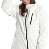 Burton Women's Pyne 2L Shell Jacket 2024 - A white jacket with a black zipper and two zippered pockets on either side.