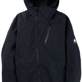 Burton Ladies Pyne Shell Jacket 2023 - A black jacket with a hood, featuring a zippered chest pocket and a white logo on the left sleeve.