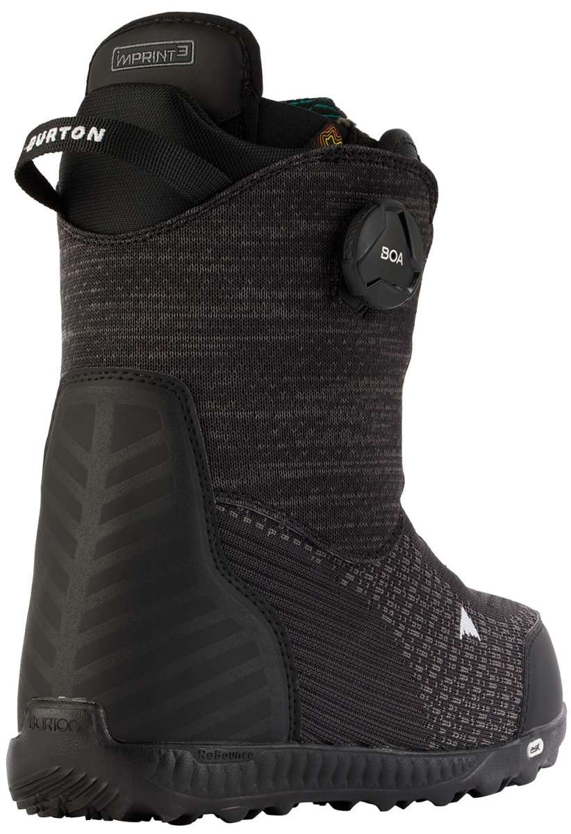 Burton Women's Ritual BOA Snowboard Boot 2024 - A black snowboard boot with a textured pattern on the upper material and a white logo on the toe area.