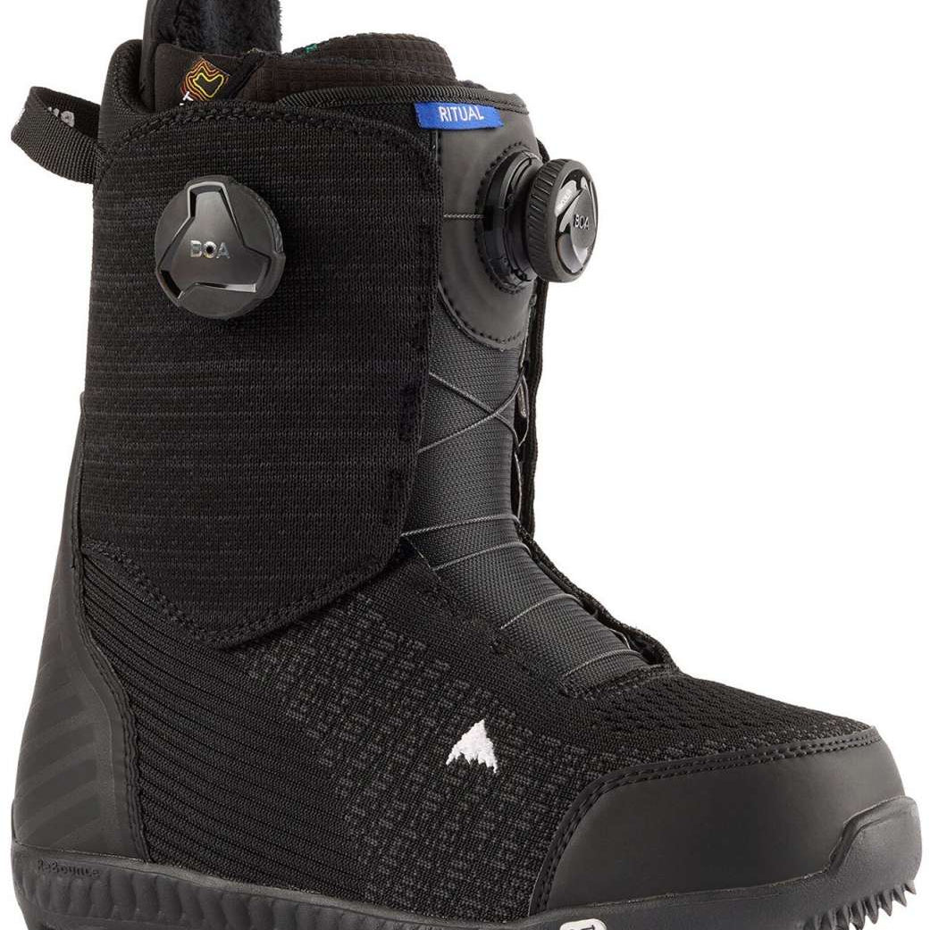 Burton Women's Ritual BOA Snowboard Boot 2024 - Black snowboard boots with a textured pattern on the upper material and silver-colored BOA dials.