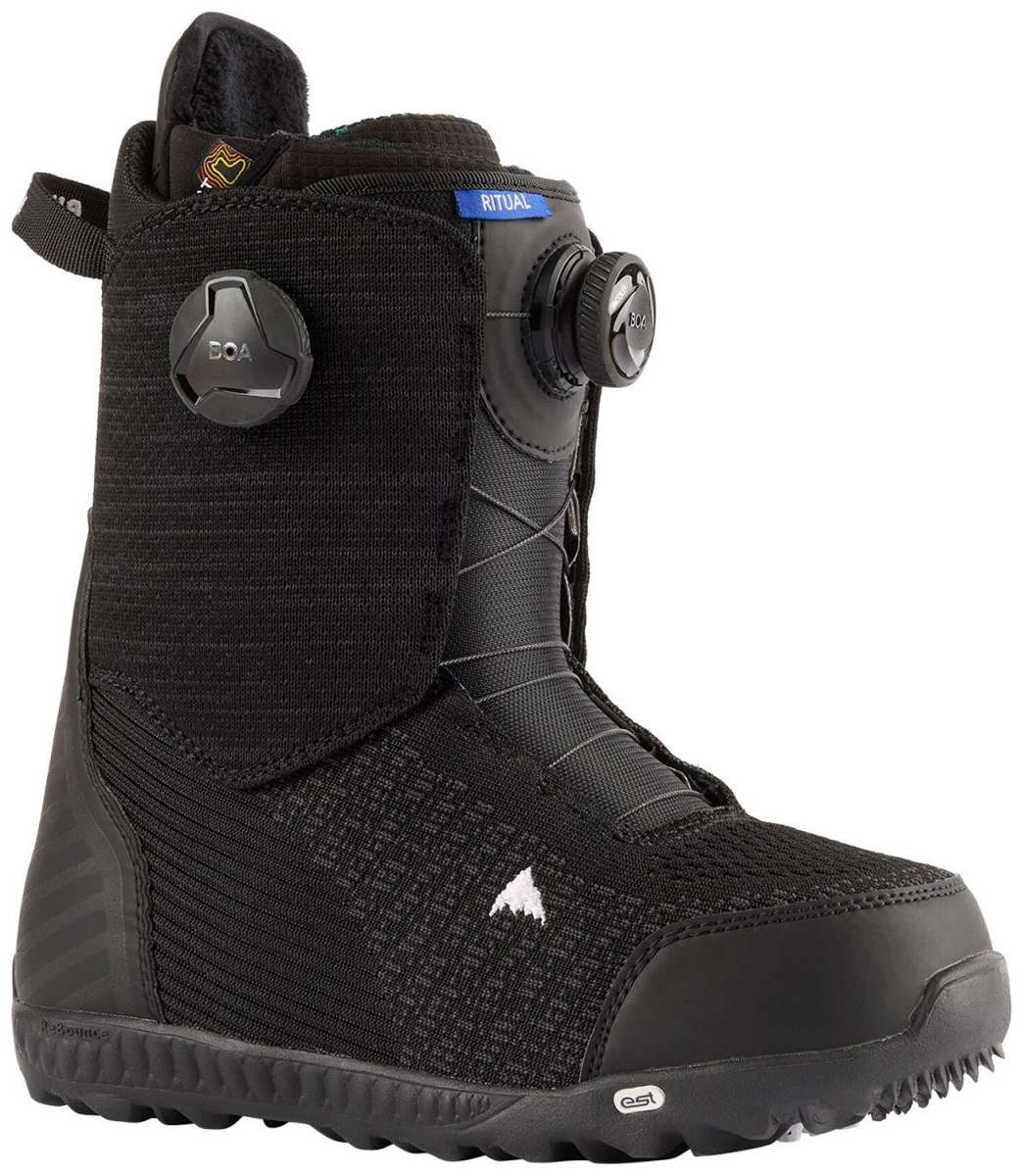 Burton Women's Ritual BOA Snowboard Boot 2024 - Black snowboard boots with a textured pattern on the upper material and silver-colored BOA dials.